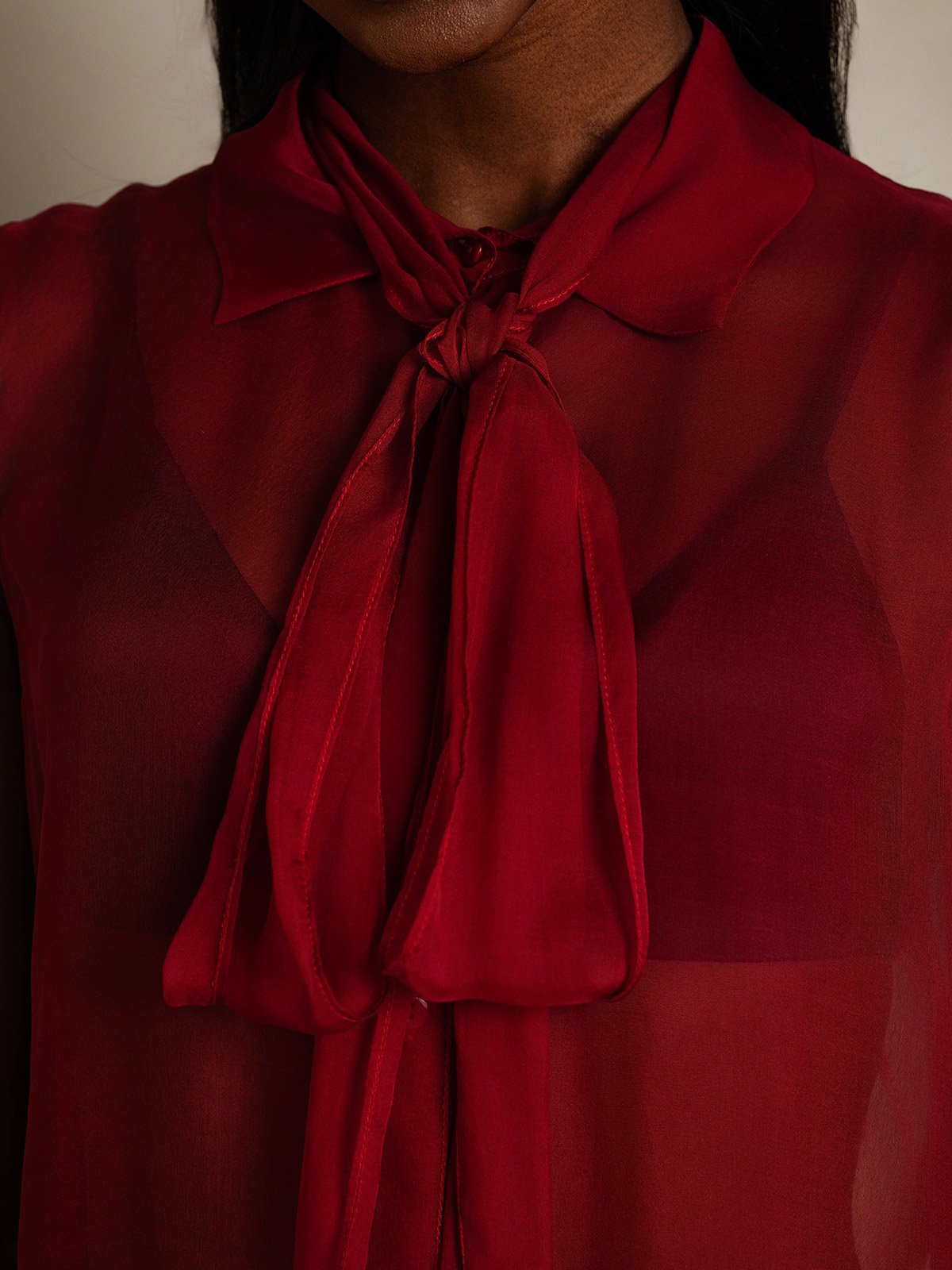 Rosstef Pure Silk Chiffon Kadın Kolosuz Tie Neck Şalvarı