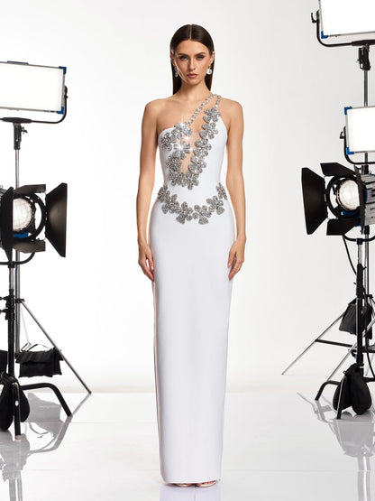 Sirel Diamond Flower Bandage Maxi Dress