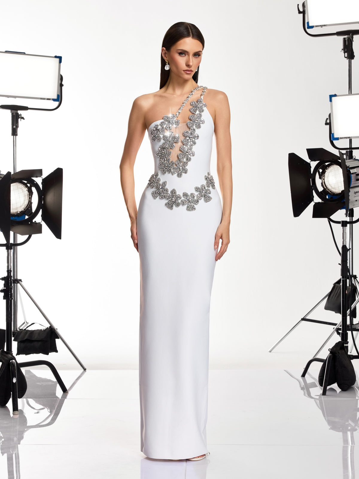 Sirel Diamond Flower Bandage Maxi Dress