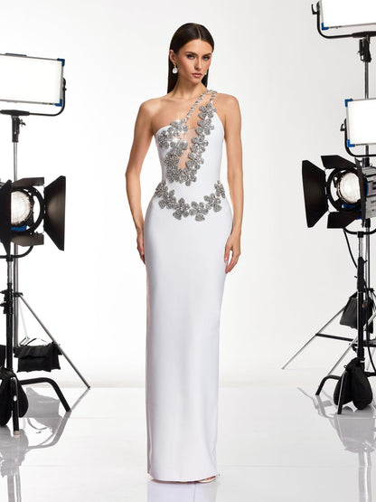 Sirel Diamond Flower Bandage Maxi Dress