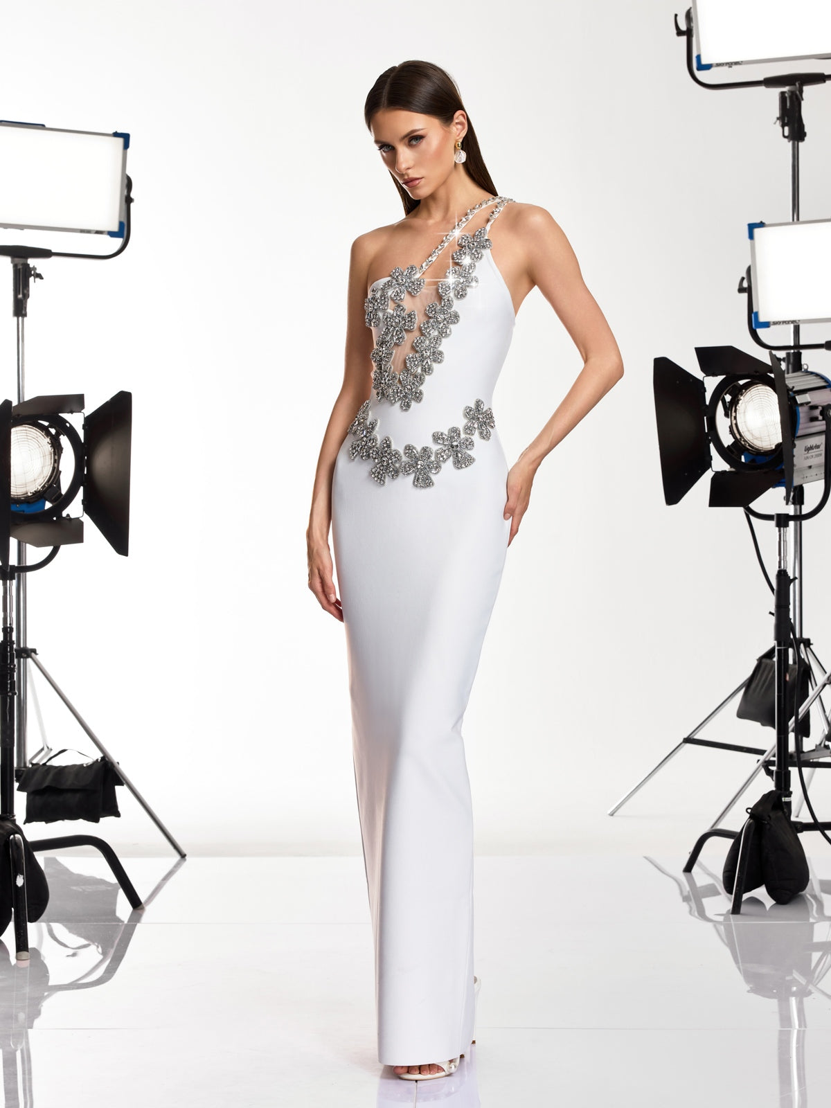Sirel Diamond Flower Bandage Maxi Dress