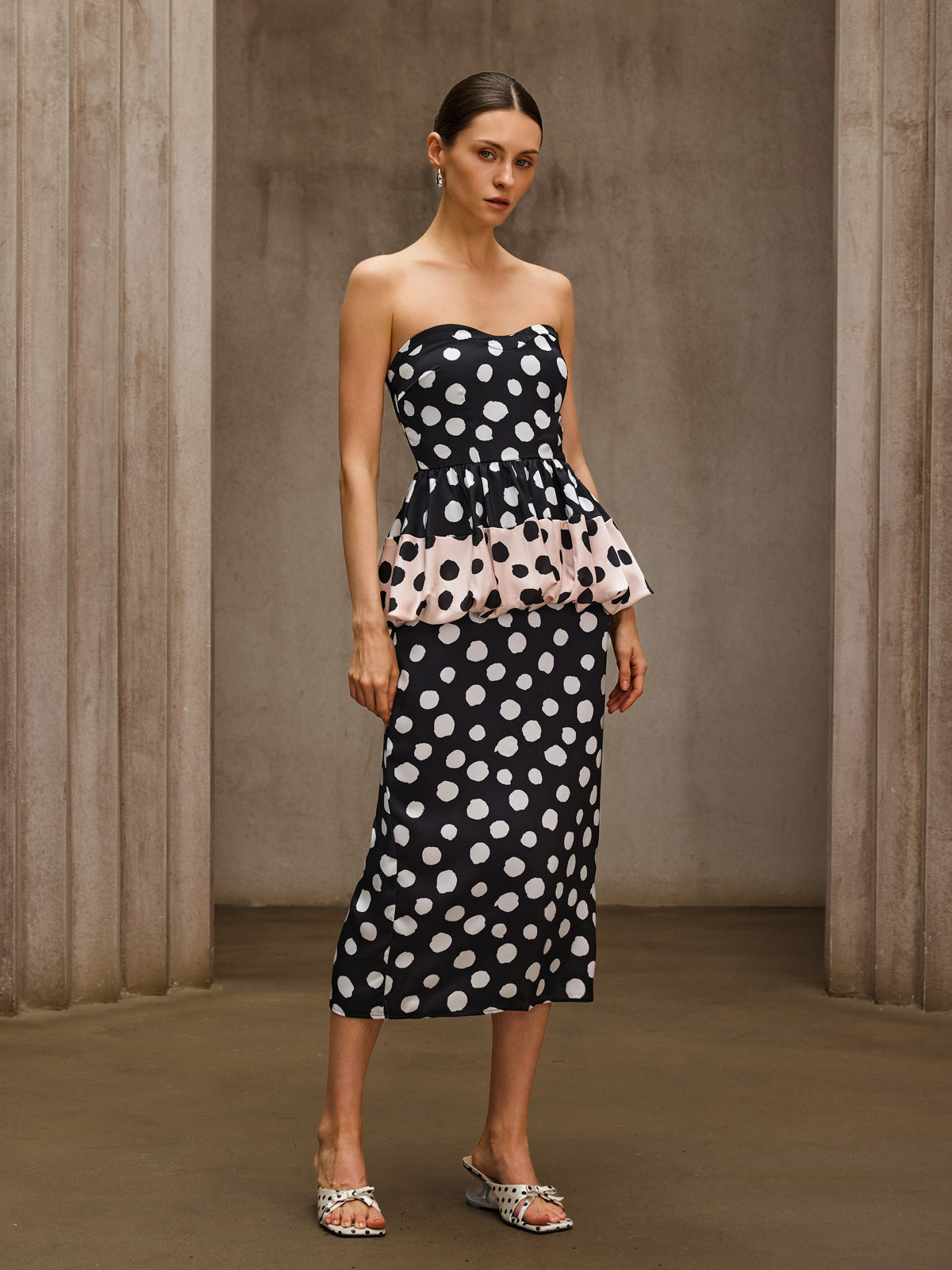 Rosstef Dot Split Midi Dress