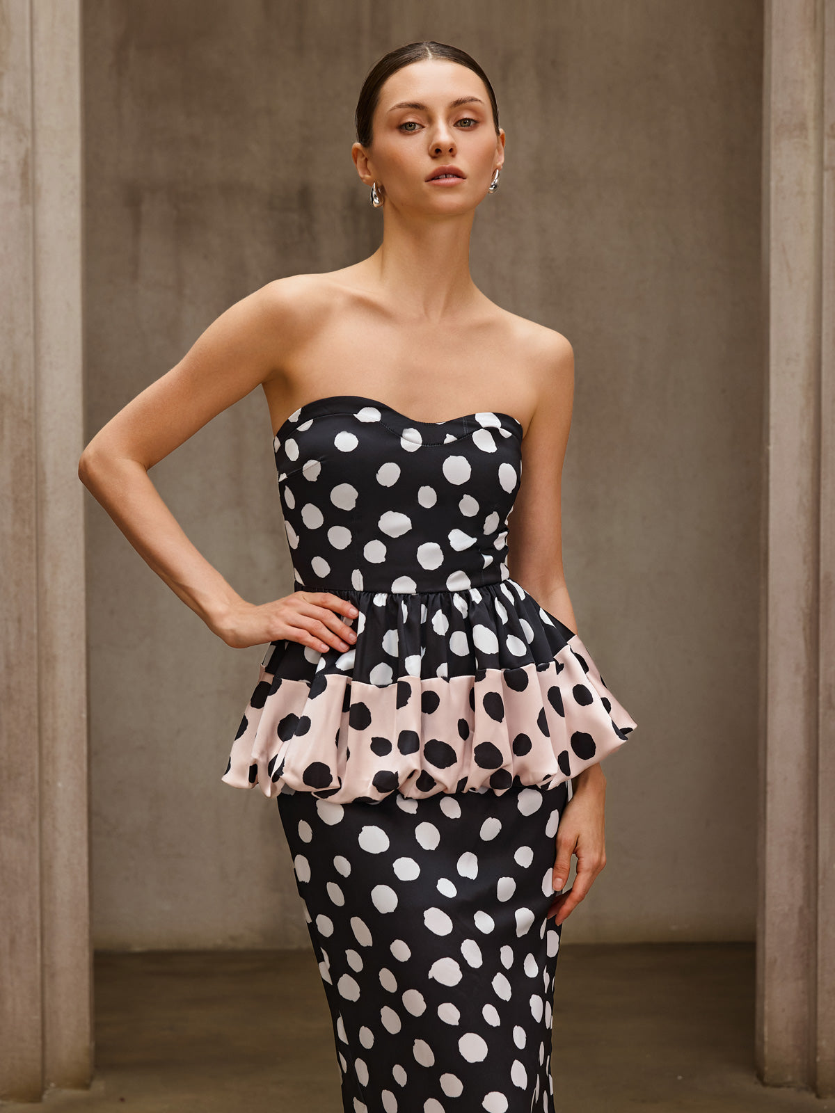 Rosstef Dot Split Midi Dress