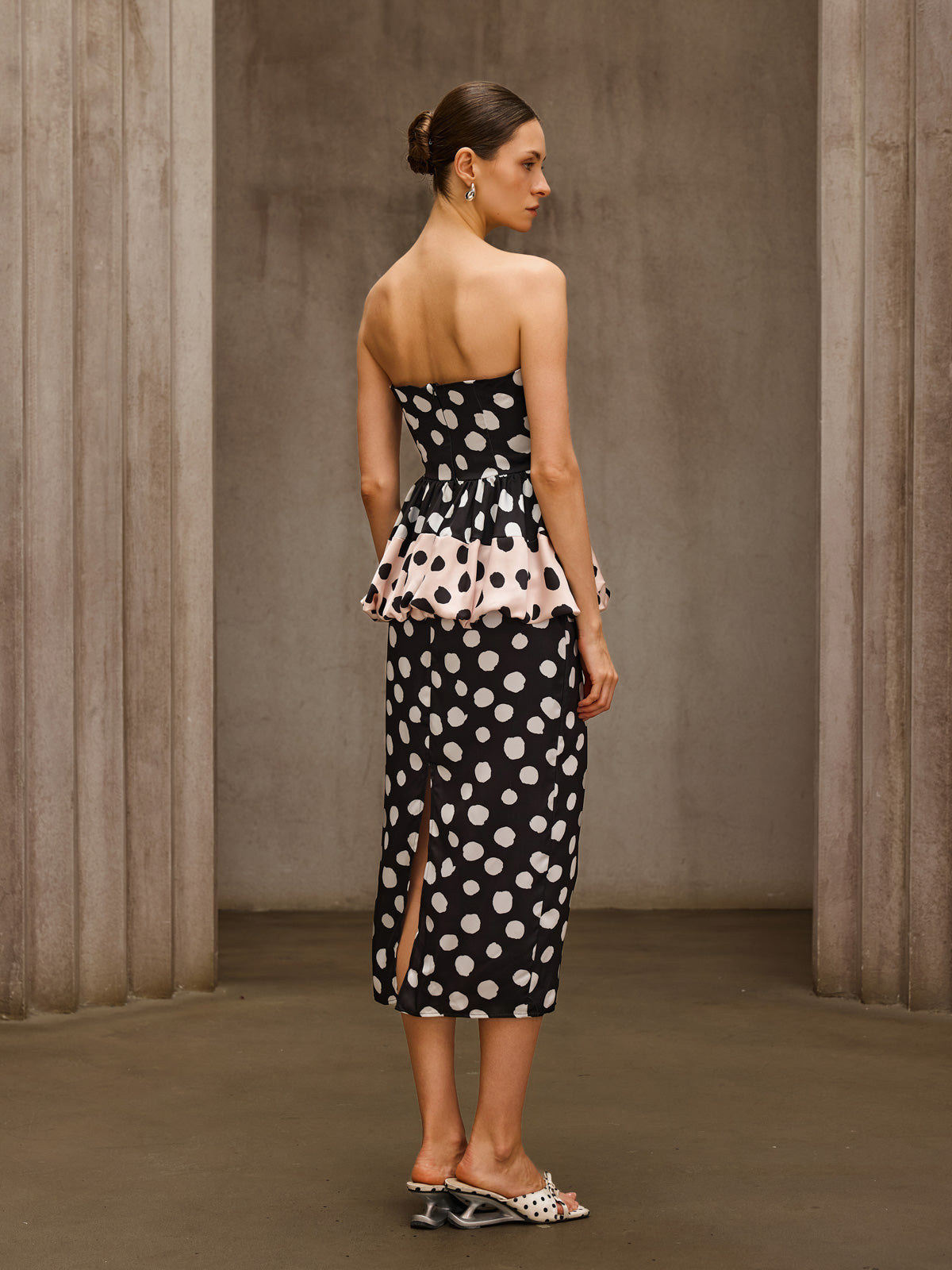 Rosstef Dot Split Midi Dress