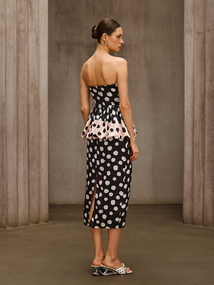 Rosstef Dot Split Midi Dress