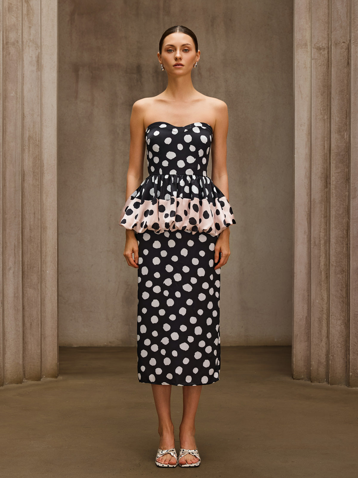 Rosstef Dot Split Midi Dress