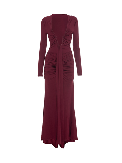 Soval Long Sleeve Draped Maxi Dress