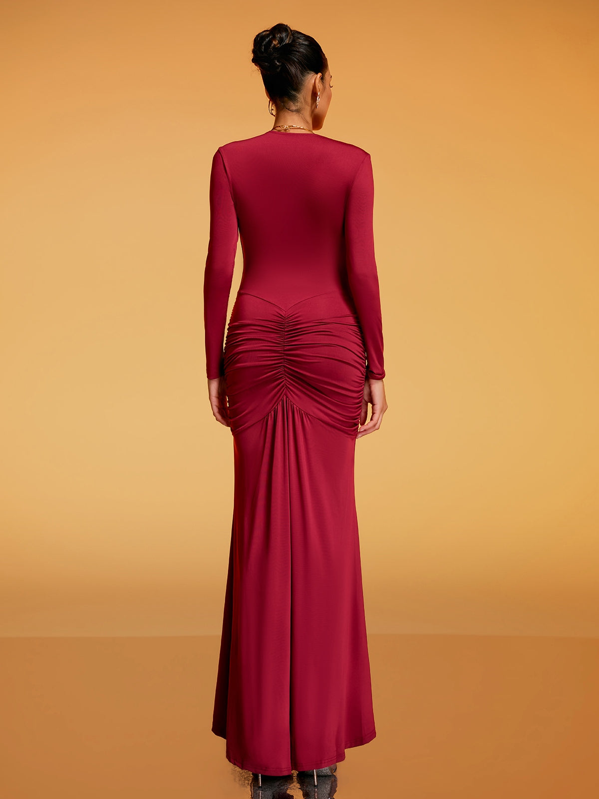 Soval Long Sleeve Draped Maxi Dress