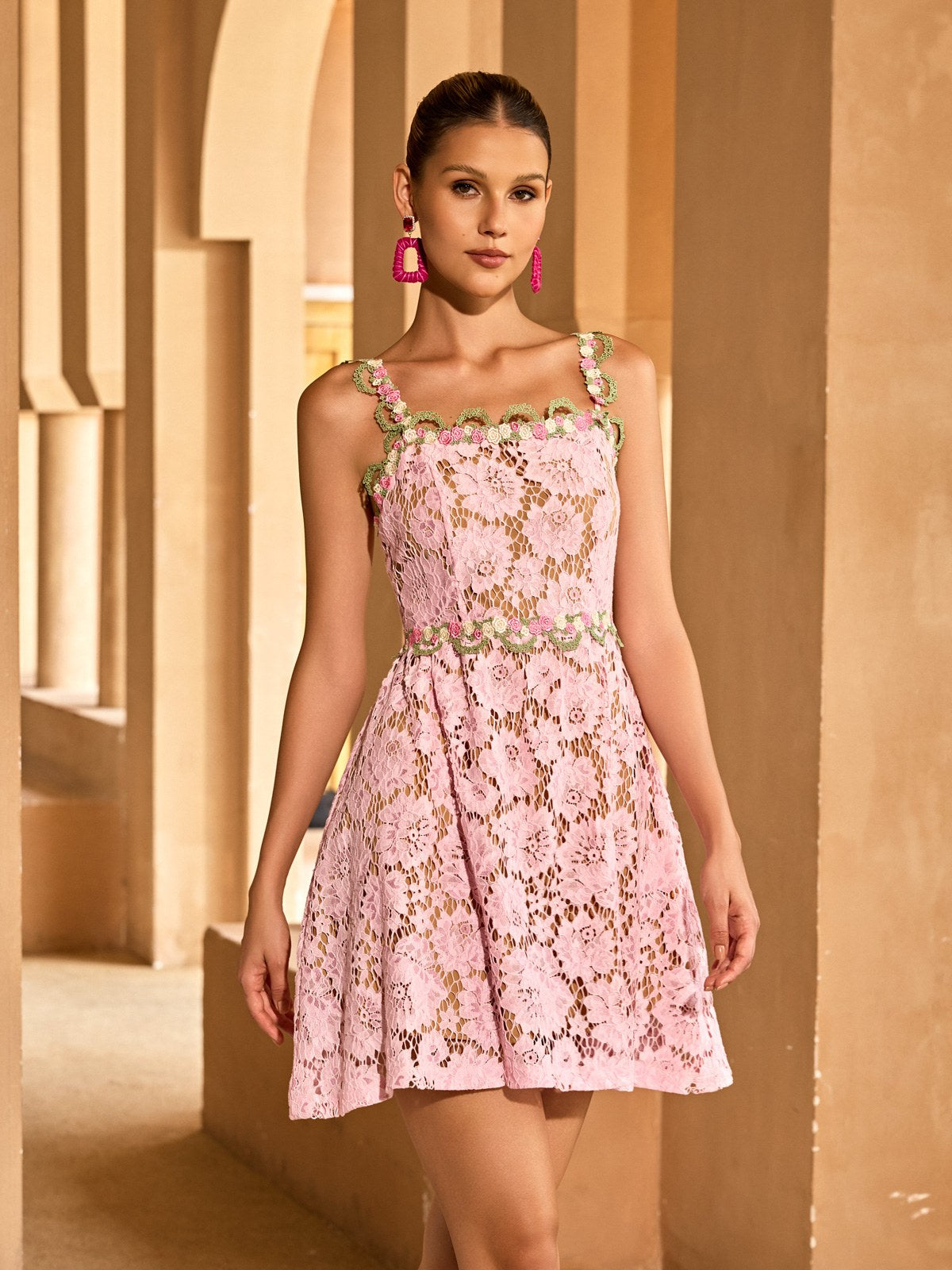 Rosstef Tavon Flower Embroidered Mini Pink GİYİM