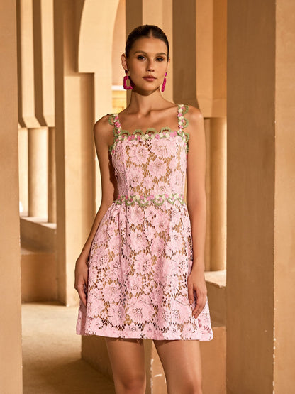 Rosstef Tavon Flower Embroidered Mini Pink GİYİM