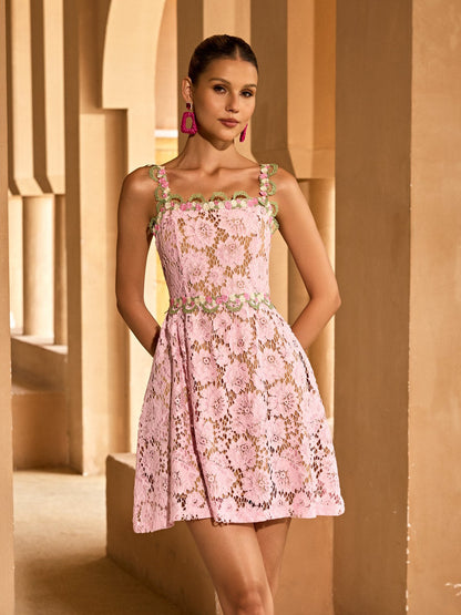 Rosstef Tavon Flower Embroidered Mini Pink GİYİM