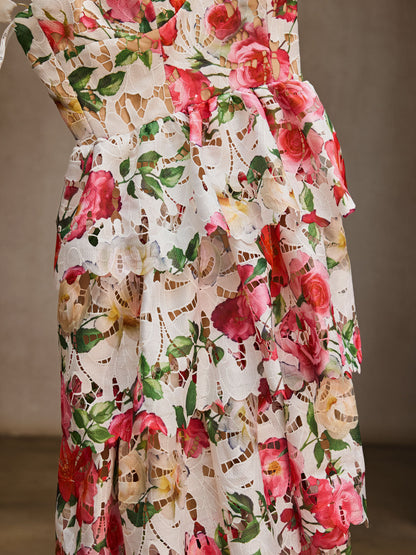Rosstef Floral Tiered Midi Dress