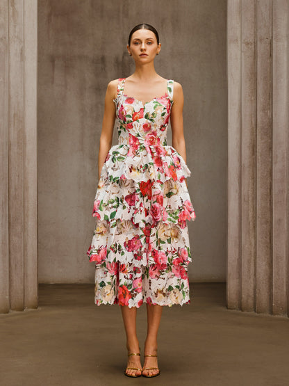 Rosstef Floral Tiered Midi Dress