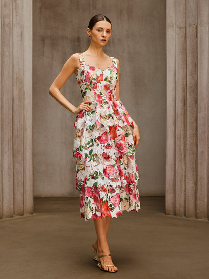 Rosstef Floral Tiered Midi Dress