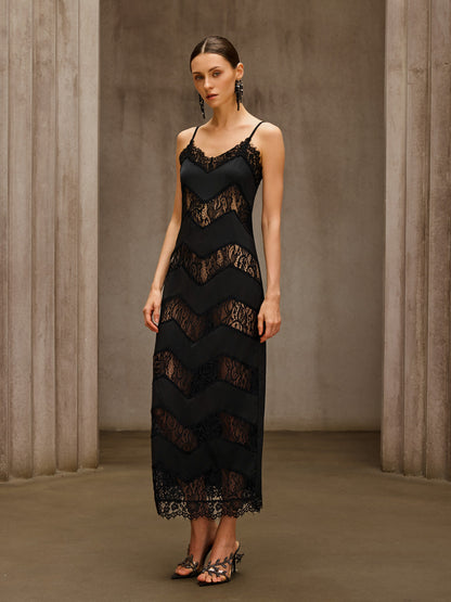 Thavion Spaghetti Lace Maxi Dress