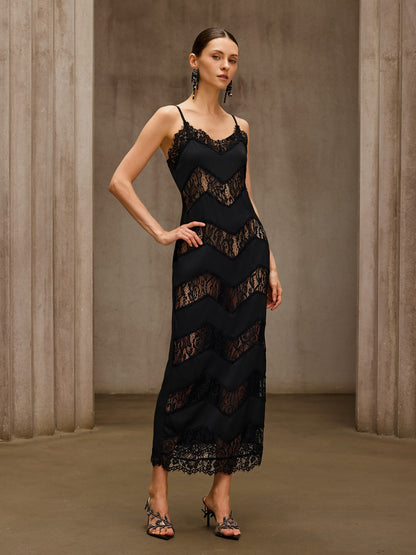 Thavion Spaghetti Lace Maxi Dress