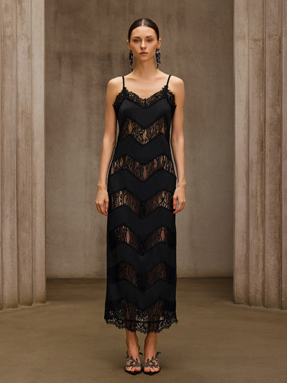 Thavion Spaghetti Lace Maxi Dress
