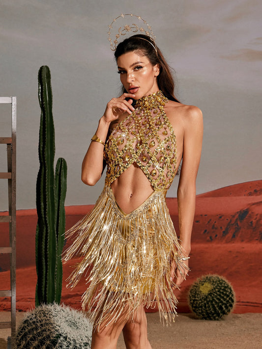 Rosstef Metallic Sequin Dress