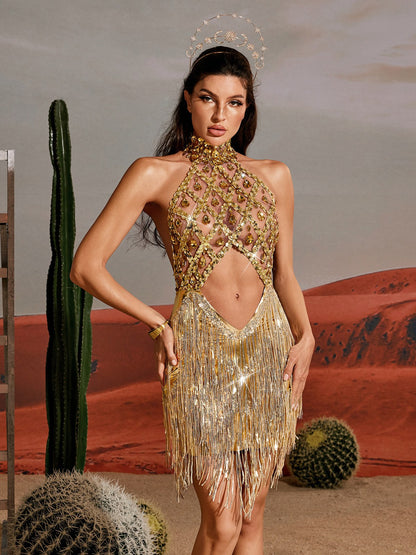 Rosstef Metallic Sequin Dress