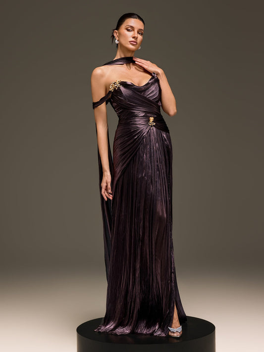 Rosstef Off Shoulder Rose Draped Gown