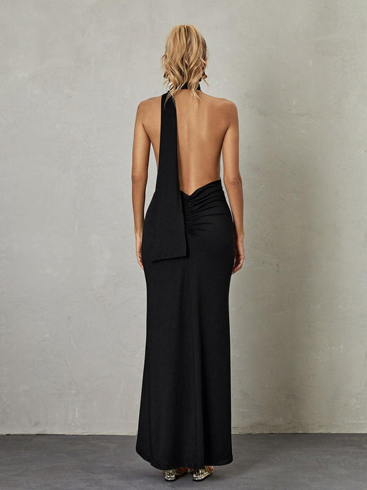 Rosstef Backless Maxi Gelinlik Siyah