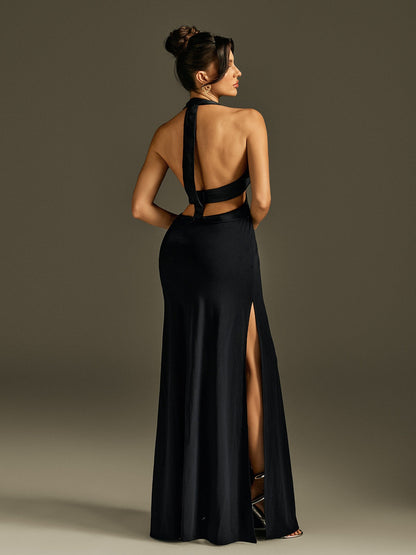 Ulyria Halterneck Cutout Split Maxi Dress