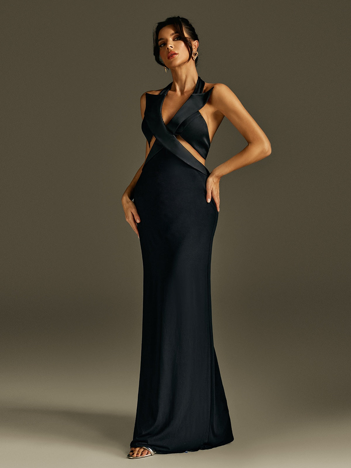 Ulyria Halterneck Cutout Split Maxi Dress