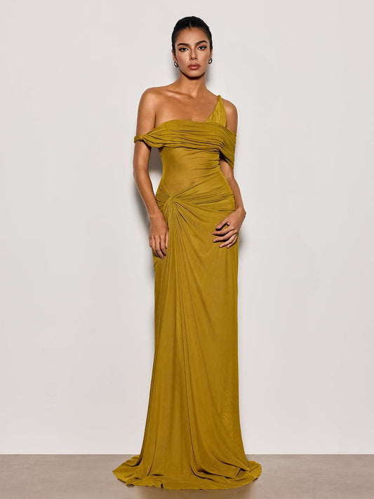 Rosstef Urixa One Shoulder Ruched Maxi Dress