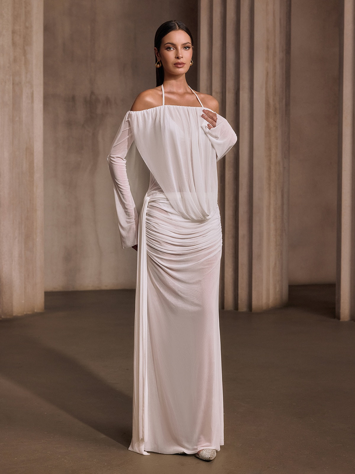 Uxoryx Off Shoulder Mesh Three Piece Set