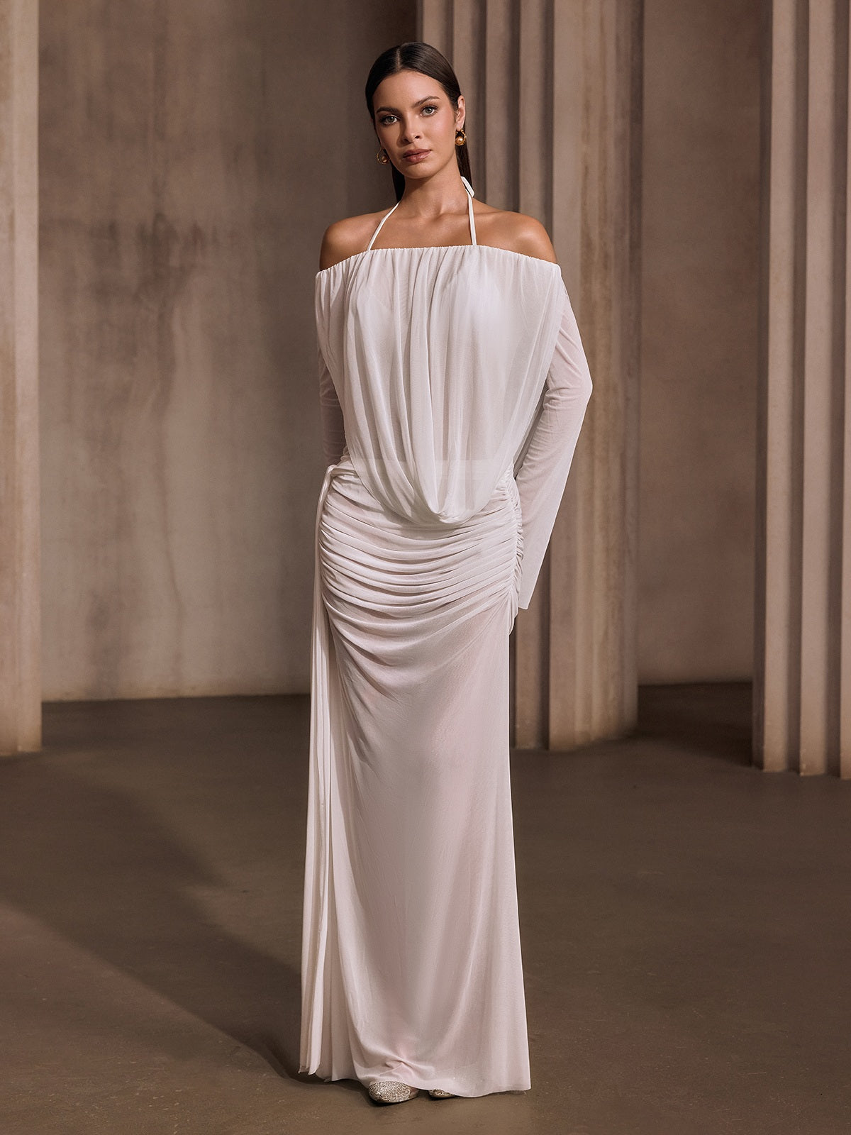Uxoryx Off Shoulder Mesh Three Piece Set