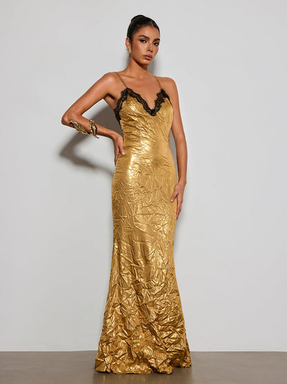 Vaelthorn Spaghetti Lace Maxi Dress