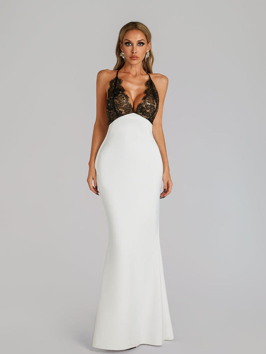 Rosstef Vazkara Halterneck Lace Maxi Giyin