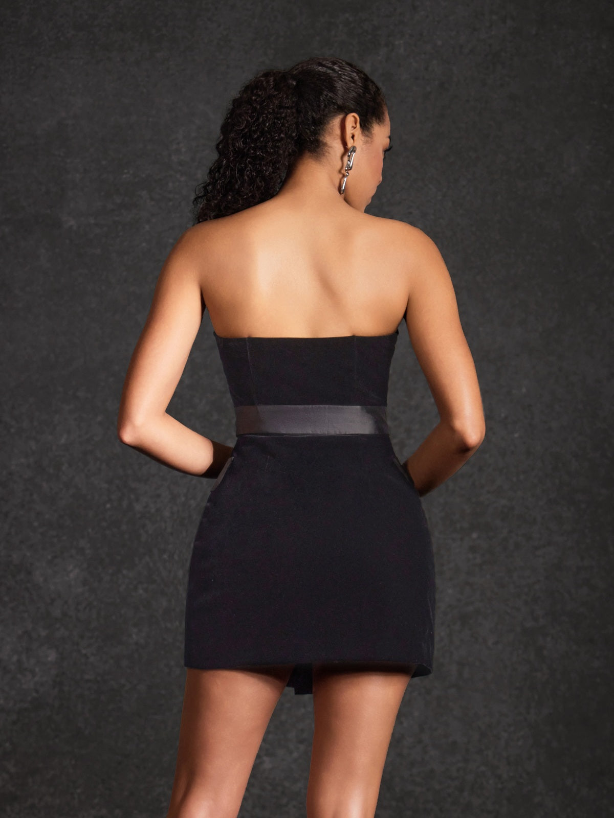 Rosstef Velvet V Neck Mini Dress