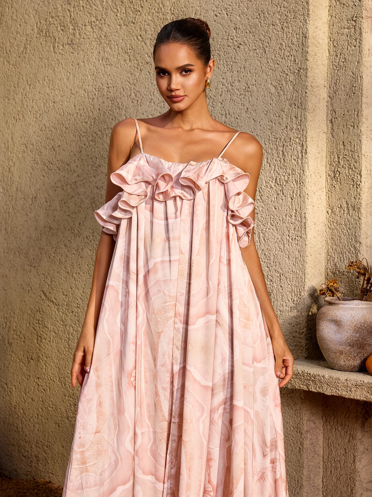 Veyloran Spaghetti Printed Maxi Dress