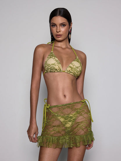 Voryxin Lace Ruffle Three Piece Set