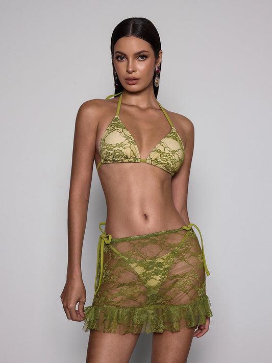 Voryxin Lace Ruffle Three Piece Set