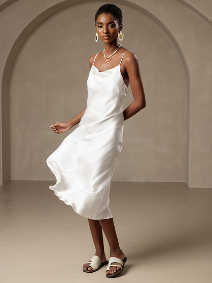 Rosstef Pure Silk Cowl Neck Midi Dress