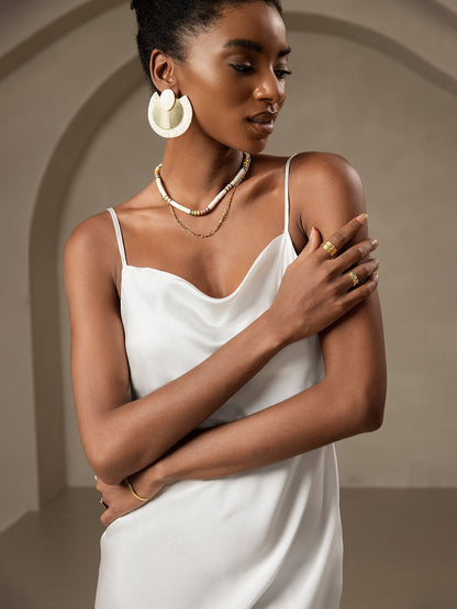 Rosstef Pure Silk Cowl Neck Midi Dress