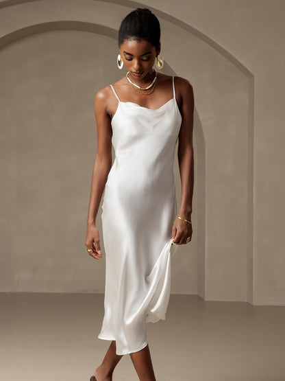 Rosstef Pure Silk Cowl Neck Midi Dress