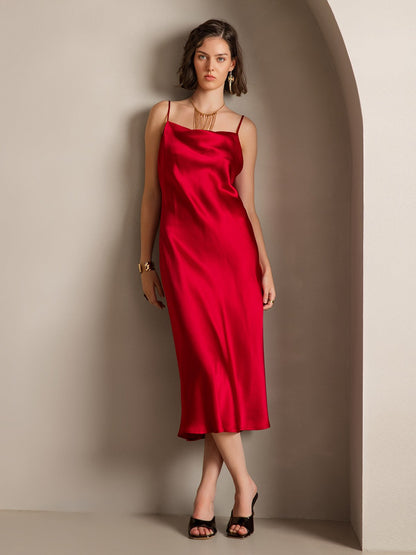Rosstef Pure Silk Cowl Neck Midi Dress