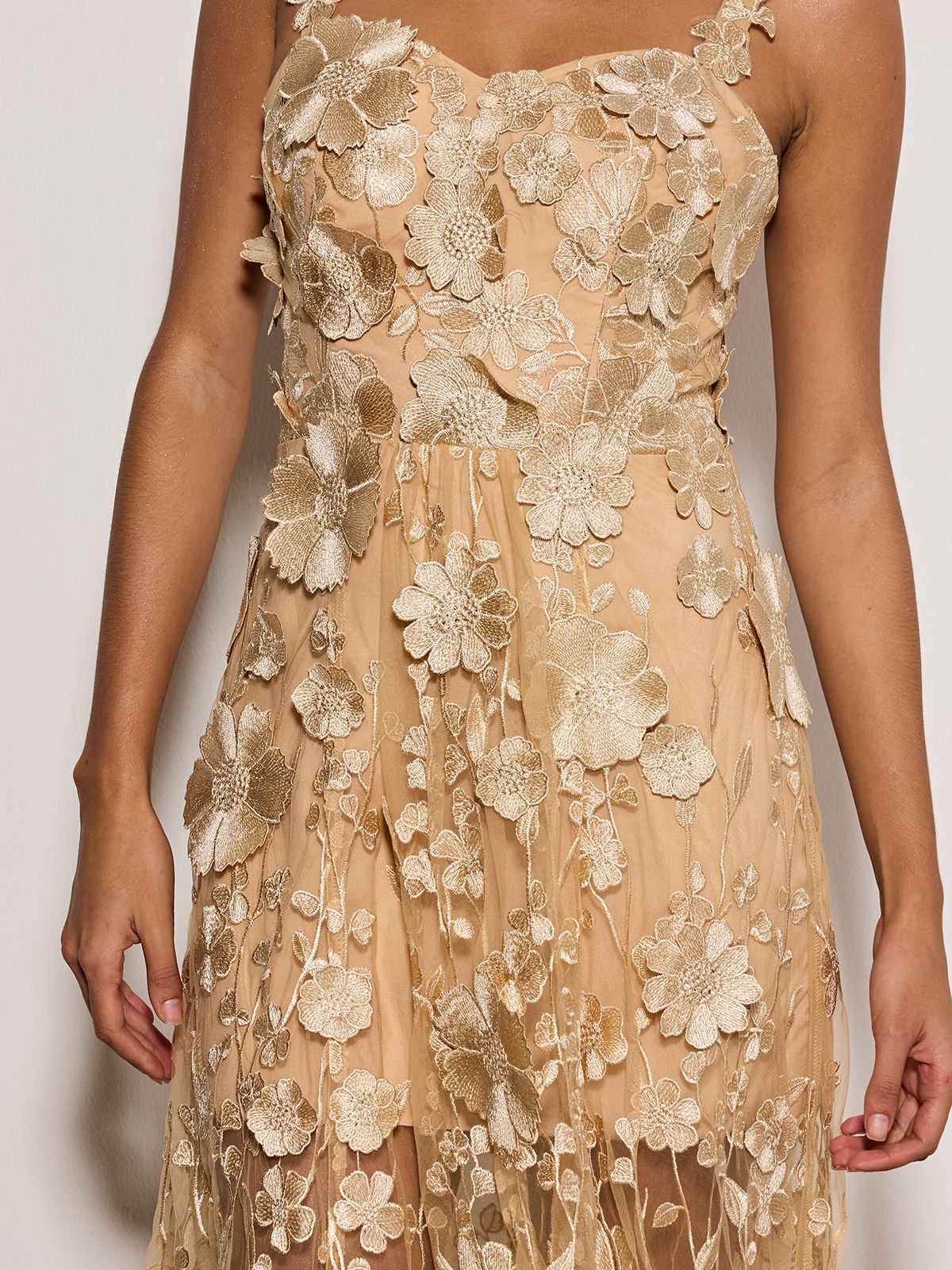Woreth Spaghetti Floral Flared Maxi Dress