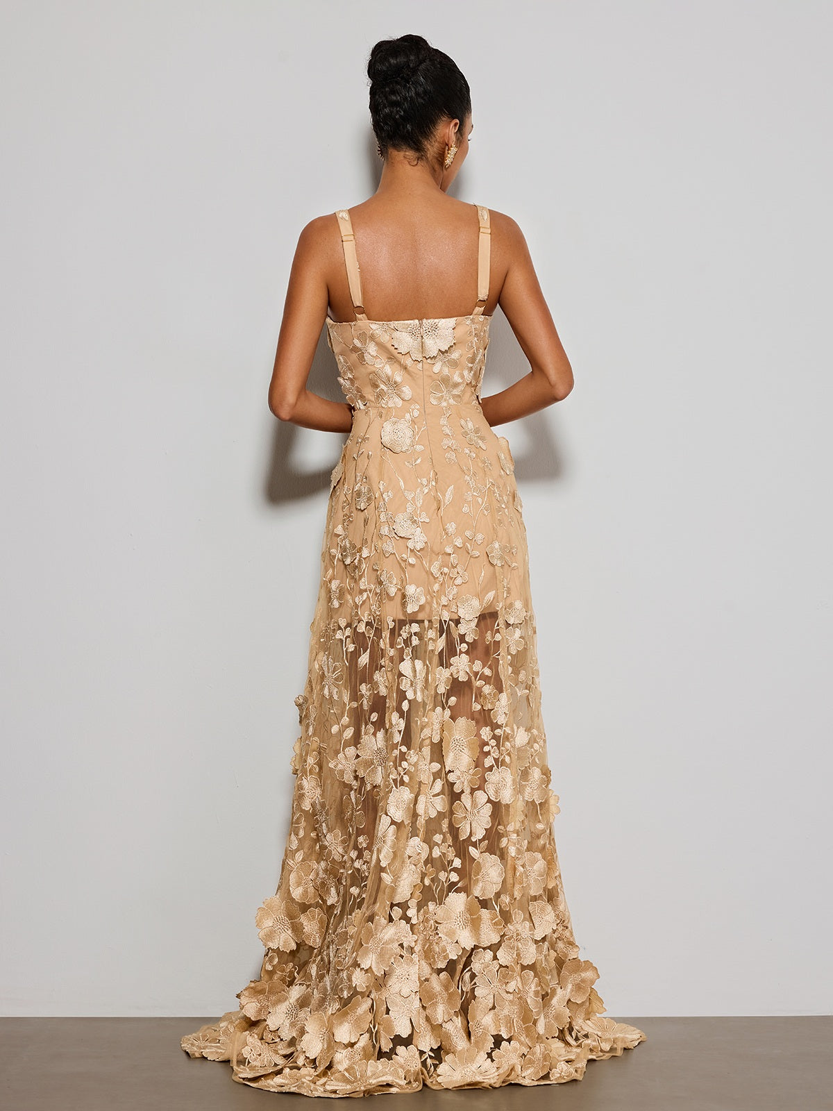 Woreth Spaghetti Floral Flared Maxi Dress