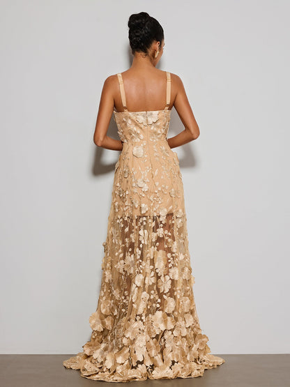 Woreth Spaghetti Floral Flared Maxi Dress