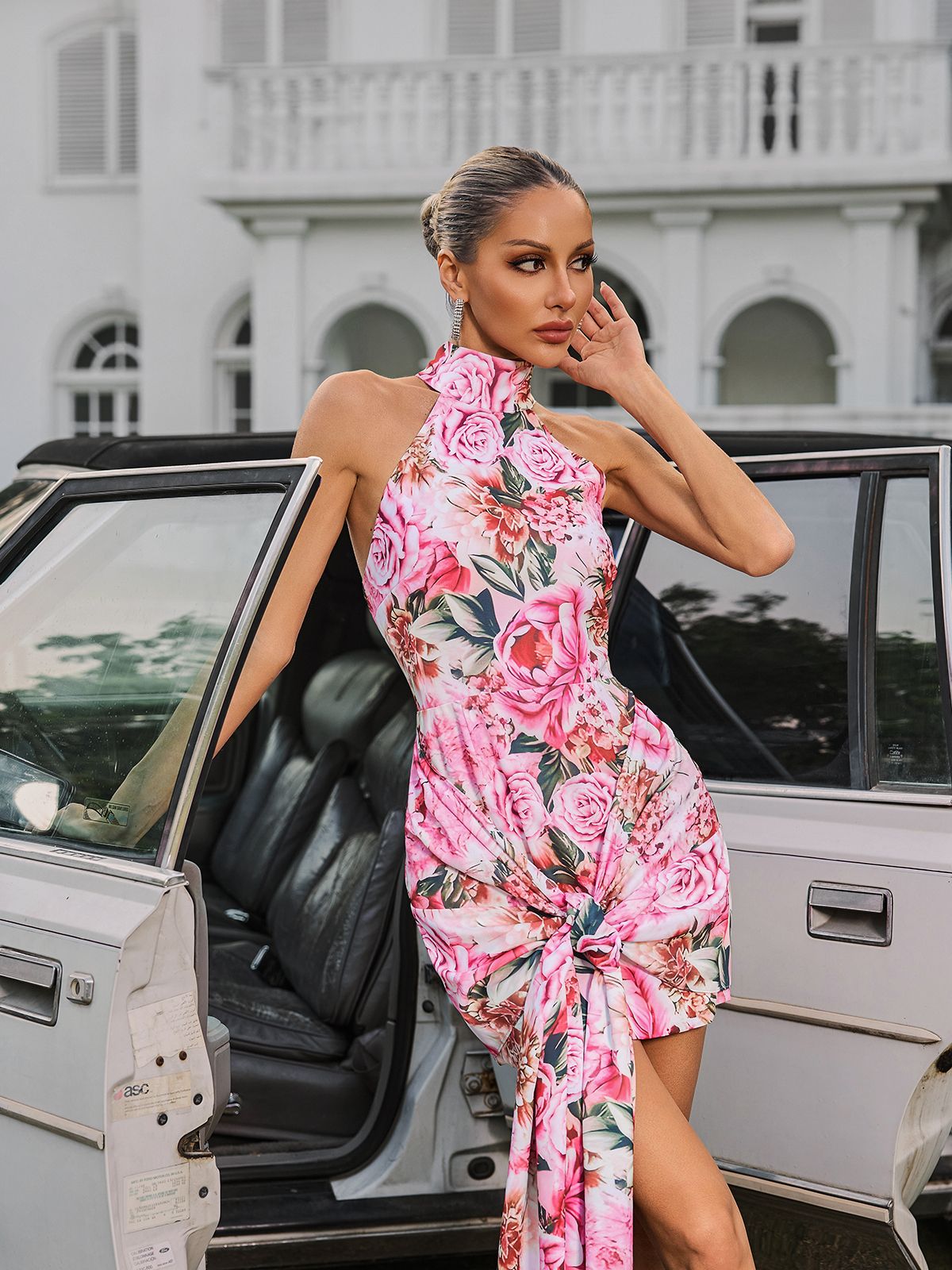 Rosstef Mini Floral Twisted Elbise