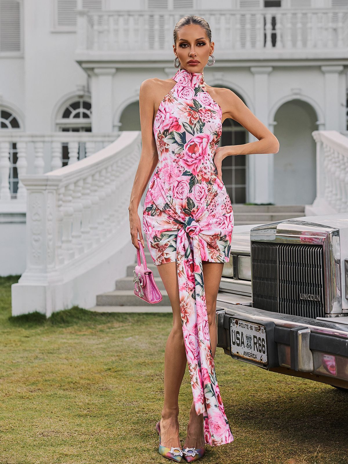 Rosstef Mini Floral Twisted Elbise