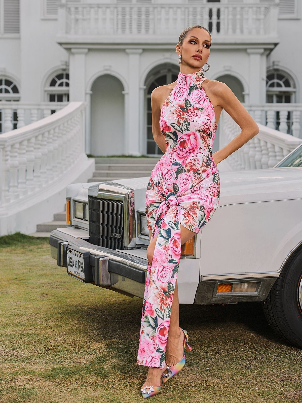 Rosstef Mini Floral Twisted Elbise