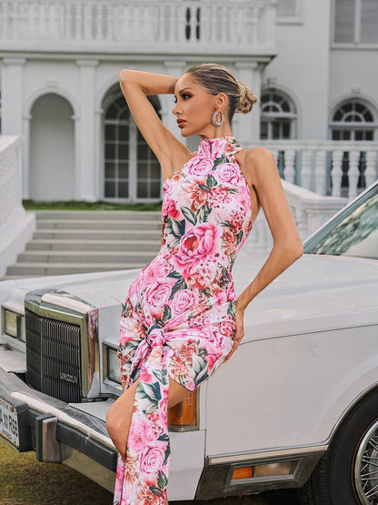 Rosstef Mini Floral Twisted Elbise