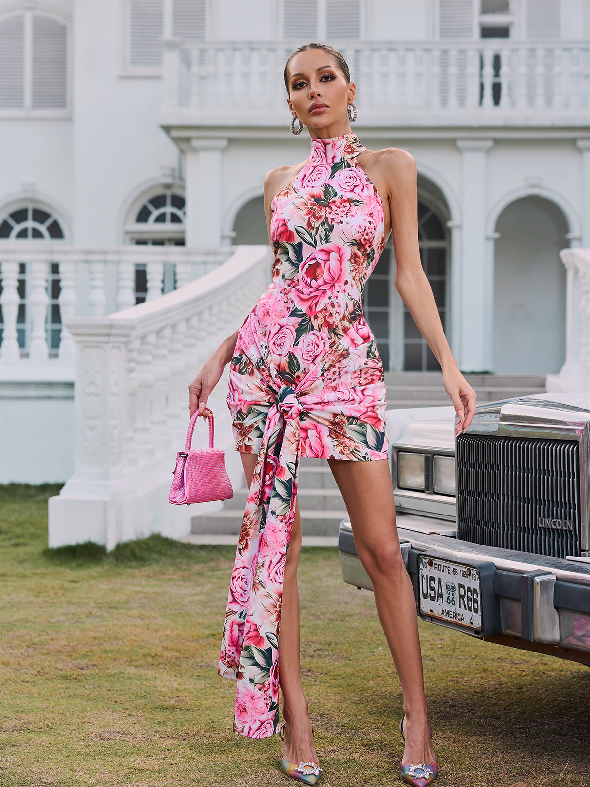 Rosstef Mini Floral Twisted Elbise