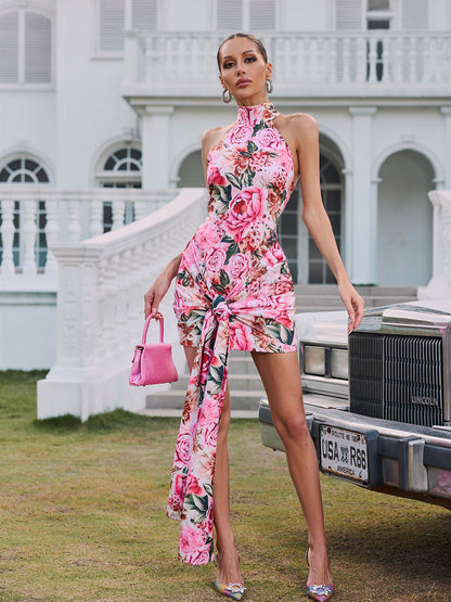 Rosstef Mini Floral Twisted Elbise