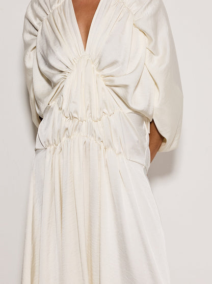 Xavethric Bat Sleeve Ruched Maxi Dress